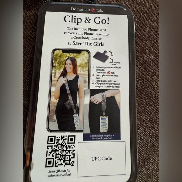 SaveThe Girls Clip & Go Phone Carrier - Metallic/Silver Strap & Gold Hardware - Picture 2 of 4